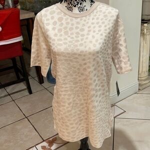 MSRP $70 Alfani Printed Crewneck Sweater Beige Size Medium